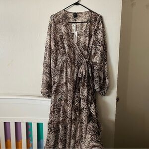 Express Animal Print Long Sleeve Dress